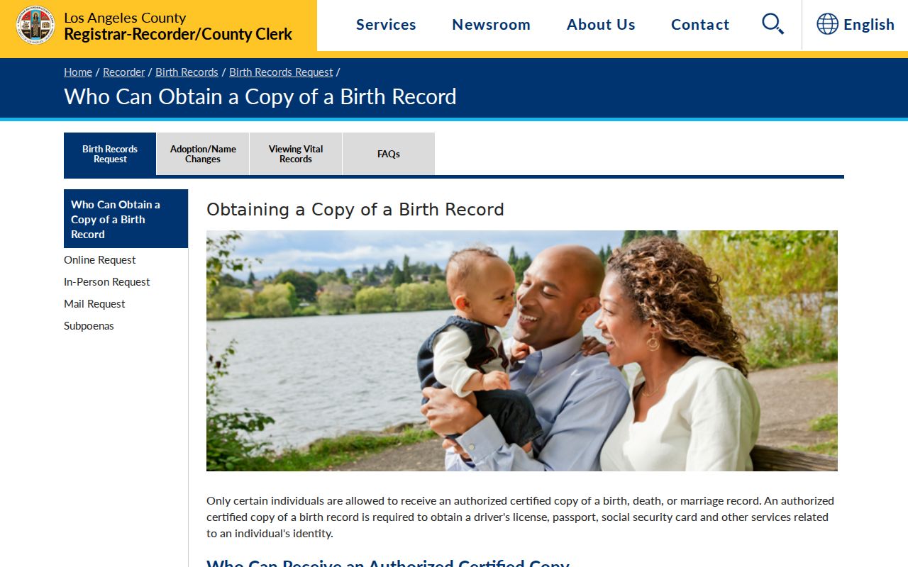 Downey previous residents birth-record request