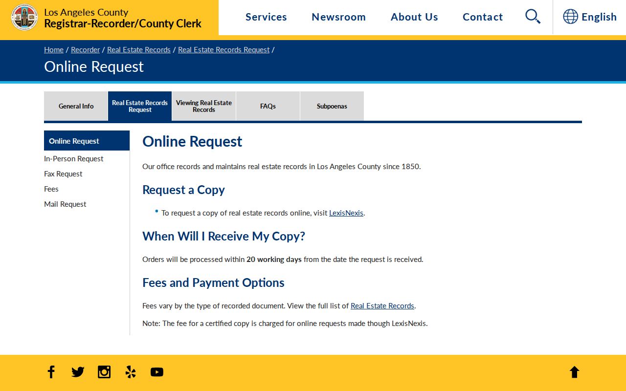 Downey street directory recorded document copy request
